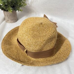 Nicole Marciano Stylish Straw Sun Hat with Brown Ribbon